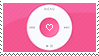 A stamp featuring the iPod click wheel on a hot pink background