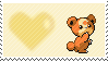 A stamp with a pastel loveheart and a sprite of the Pokemon Teddiursa