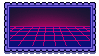 A stamp featuring an animated neon purple and pink grid in perspective, in 1980s/vaporwave style