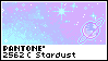 A stamp that reads 'Pantone 2562 C Stardust' featuring a pixel animation of twinkling stars and planets in pastel colours